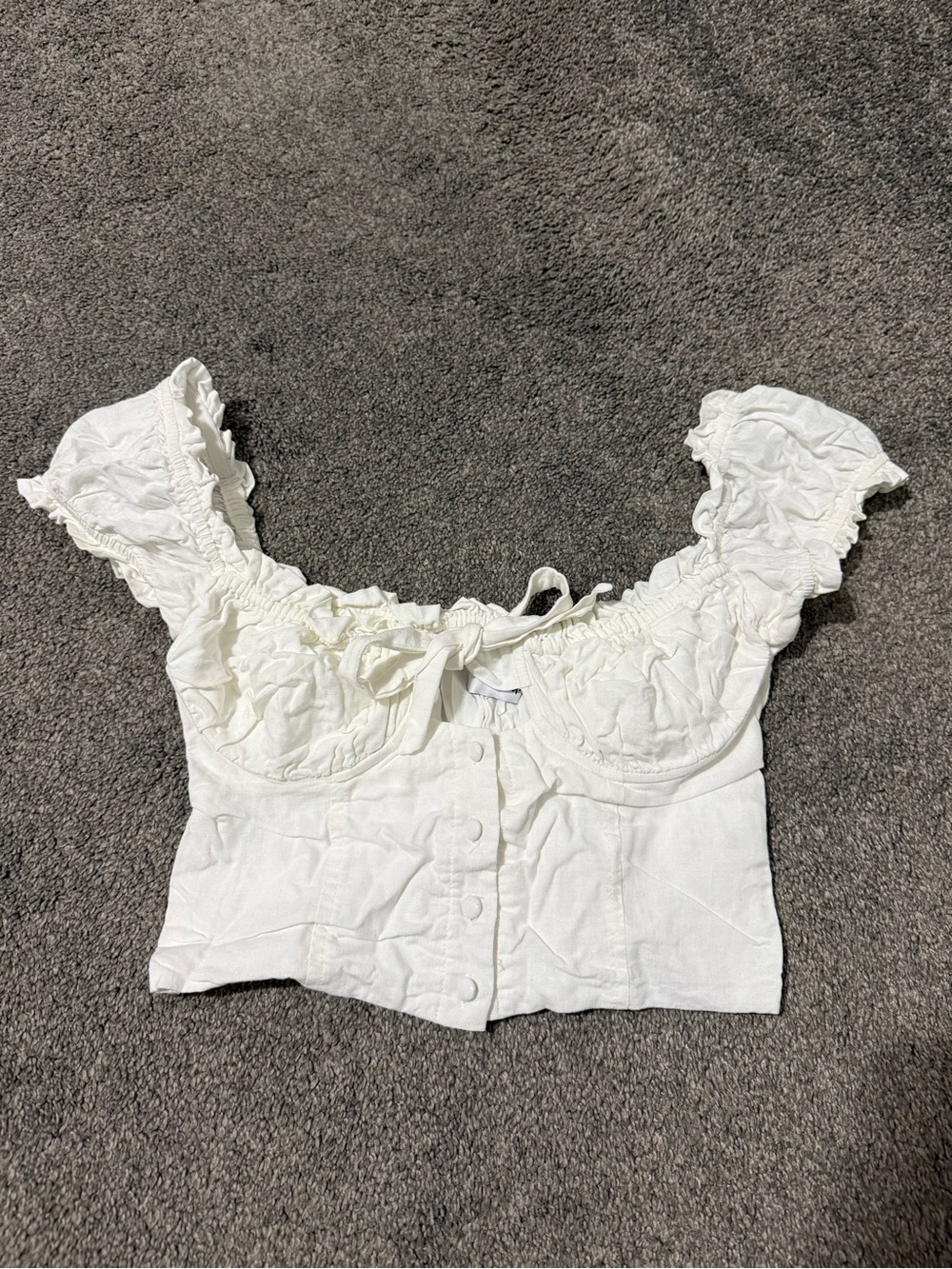 Princess Polly White Ruffle Tie-Front Off-Shoulder Crop Top